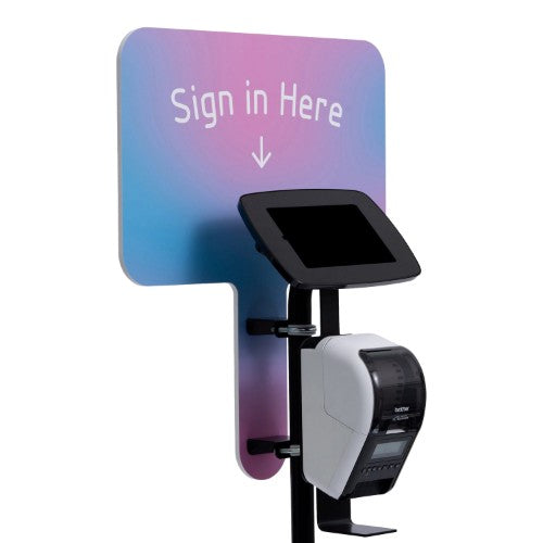 Bouncepad Original Floorstanding + Brother Printer Mount + Branding Board (inc USB Cable) | Covered Front Camera and Home Button | Black | Samsung Galaxy Tab A9+ and A11+ 11-inch (2023 - 2025)