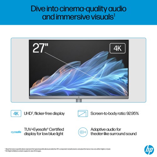 HP OmniStudio X 27-cs0000na Intel Core Ultra 7 155H 68.6 cm (27") 3840 x 2160 pixels All-in-One PC 32 GB DDR5-SDRAM 2 TB SSD Windows 11 Home Wi-Fi 7 (802.11be) AI PC Silver