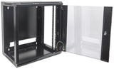 Intellinet 19" Network Cabinet - Wall Mount (Standard), 15U, 450mm Deep, Black, Flatpack, Max 60kg, Metal & Glass Door, Back Panel, Removeable Sides,Suitable also for use on desk or floor, Usable Depth 260mm to 350mm, Parts for wall installation not inclu