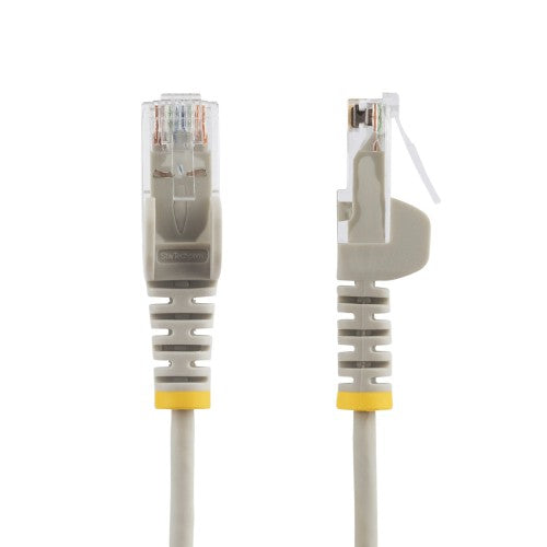 StarTech.com 10m Gray Slim CAT6 Ethernet Cable, Snagless, 100W PoE, UTP, LSZH, 28AWG Pure Bare Copper Wire, Slim RJ45 Network Patch Cord w/Strain Reliefs, Individually Tested