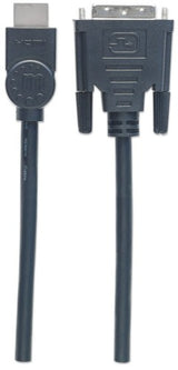 Manhattan HDMI to DVI-D 24+1 Cable, 3m, Male to Male, Black, Dual Link, Compatible with DVD-D, Lifetime Warranty, Equivalent to HDDVIMM3M