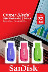 SanDisk Cruzer Blade 3x 32GB USB flash drive USB Type-A 2.0 Blue, Green, Pink
