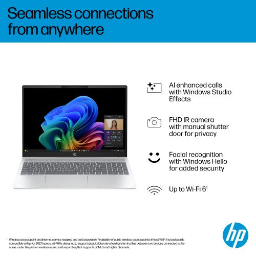 HP OmniBook 5 NGAI OmniBook 5 Next Gen AI 16-ag1010na Copilot+ PC AMD Ryzen™ AI 7 350 Laptop 40.6 cm (16") Touchscreen 2K 16 GB LPDDR5x-SDRAM 1 TB SSD Wi-Fi 6 (802.11ax) Windows 11 Home Silver