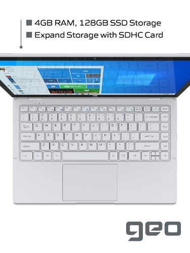 Geo Computers GeoFlex 230 2-in-1 Laptop with 13.3-inch Touchscreen Windows 10 Intel Pentium Quad-Core 4GB RAM 128GB SSD - Includes 1 Year Microsoft 365