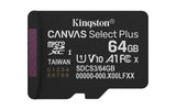 Kingston Technology 64GB micSDXC Canvas Select Plus Gen3 100R A1 Single Pack w/o ADP