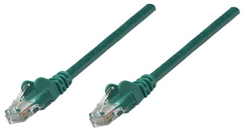 Intellinet Network Patch Cable, Cat5e, 0.25m, Green, CCA, U/UTP, PVC, RJ45, Gold Plated Contacts, Snagless, Booted, Lifetime Warranty