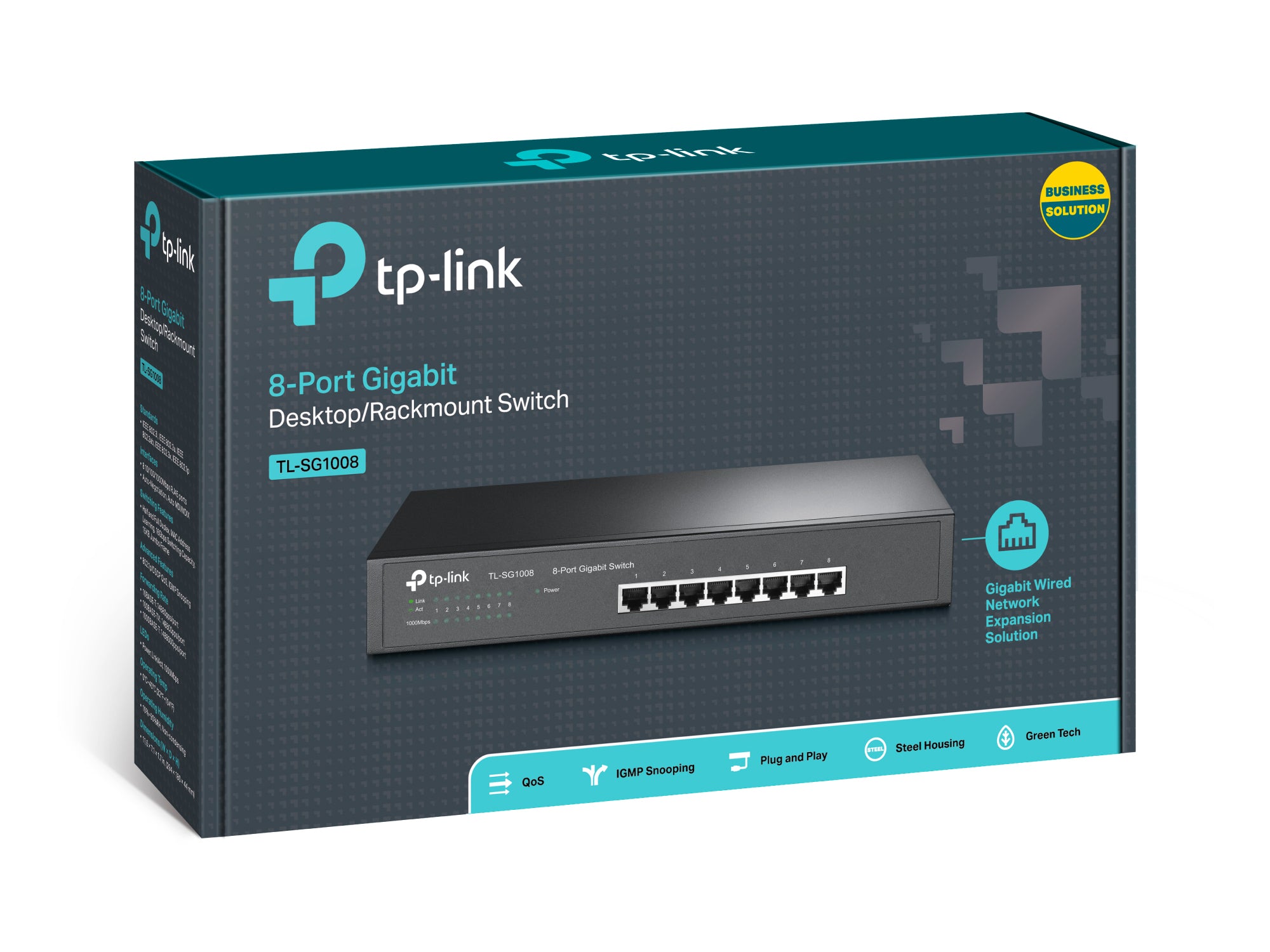 TP-Link TL-SG1008 network switch Unmanaged Gigabit Ethernet (10/100/1000) Black  - Networking - TP-LINK