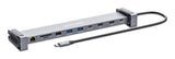 Manhattan USB-C Dock/Hub with Card Reader and MST, Ports (x7): Ethernet, HDMI (x2 4k@60Hz), USB-A (x3) and USB-C, with Power Delivery (PD) 100W- requires external USB-C charger (not included). USB powered (no external power supply required) when PD is not