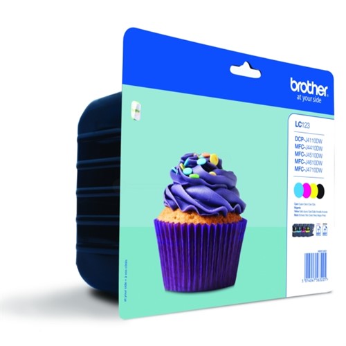 Brother LC-123VALBPDR Ink cartridge multi pack Bk,C,M,Y, 4x600 pages ISO/IEC 24711 Pack=4 for Brother DCP-J 132/MFC-J 4510/MFC-J 6920