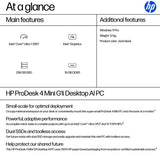 HP ProDesk 4 Mini G1i Intel Core Ultra 7 265T 16 GB DDR5-SDRAM 256 GB SSD Windows 11 Pro Mini PC AI PC Black