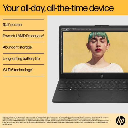 HP 15-fc0004na AMD Ryzen™ 3 7320U Laptop 39.6 cm (15.6") Full HD 4 GB LPDDR5-SDRAM 128 GB SSD Wi-Fi 6 (802.11ax) Windows 11 Home in S mode Silver