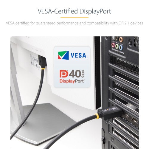 StarTech.com 2m DisplayPort 2.1 Cable, VESA Certified DP40 DisplayPort Cable w/UHBR10/HDR/HDCP 2.2, 8K 60Hz/4K 144Hz w/DSC 1.2a, 40Gbps, DP 2.1 Cable, UHD Monitor Cord, M/M