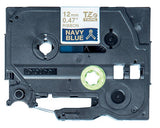 Brother TZE-RN34 DirectLabel gold on Navy blue non adhesive textil 12mm x 4m for Brother P-Touch TZ 3.5-18mm/6-12mm/6-18mm/6-24mm/6-36mm