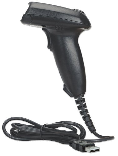 Manhattan Long Range CCD Handheld Barcode Scanner, USB, 500mm Scan Depth, Cable 1.5m, Max Ambient Light 10,000 lux (sunlight), Black, Three Year Warranty