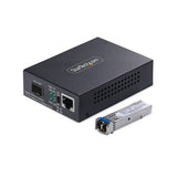 StarTech.com Single-Mode (SM) LC Fiber Media Converter for 10/100/1000 Networks, Standalone Gigabit Ethernet to Fiber Converter, 40km - TAA