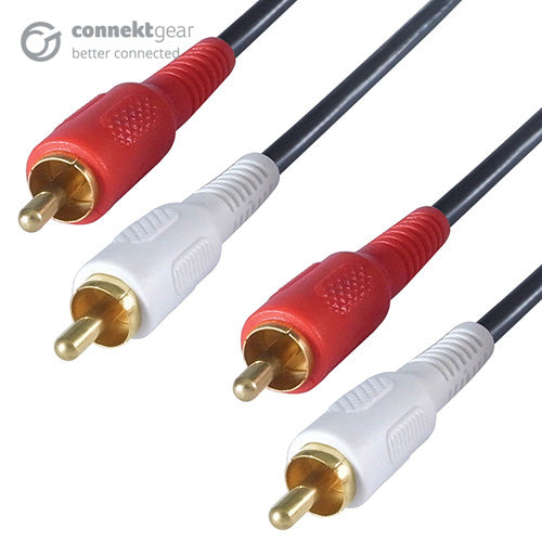 connektgear 2m 2 x RCA/Phono Audio Cable - Male to Male - Gold Connectors  - Computer Cables - connektgear