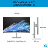 HP OmniStudio X 32-c0002na Intel Core Ultra 7 155H 80 cm (31.5") 3840 x 2160 pixels All-in-One PC 16 GB DDR5-SDRAM 1 TB SSD Windows 11 Home Wi-Fi 7 (802.11be) AI PC Silver