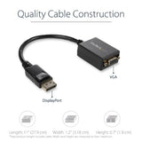 StarTech.com DisplayPort to VGA Adapter - Active DP to VGA Converter - 1080p Video - DisplayPort Certified - DP/DP++ Source to VGA Monitor Cable Adapter Dongle - Latching DP Connector