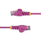 StarTech.com 50cm Pink Slim CAT6 Ethernet Cable, Snagless, 100W PoE, UTP, LSZH, 28AWG Pure Bare Copper Wire, Slim RJ45 Network Patch Cord w/Strain Reliefs, Fluke Tested
