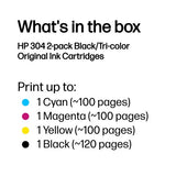 HP 3JB05AE/304 Printhead cartridge multi pack black + color 100 pg + 120 pg Pack=2 for HP DeskJet 2620/3720