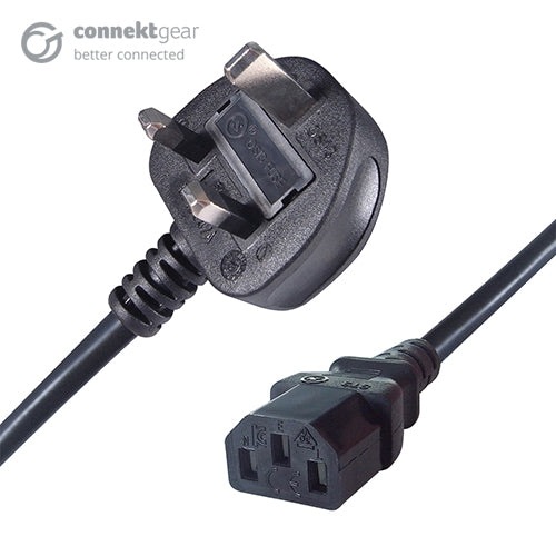 connektgear 0.5m UK Mains Power Cable UK Plug to C13 Socket  - Computer Cables - connektgear