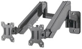 Manhattan Dual Wall Mount for TV & Monitors (Full Motion Gas Spring), For screens 17" to 32", VESA compatability: 75x75mm and 100x100mm - check the dimensions of the four mounting holes on back of screen to ensure it fits, Max 8kg each, Black, Bracket, Th