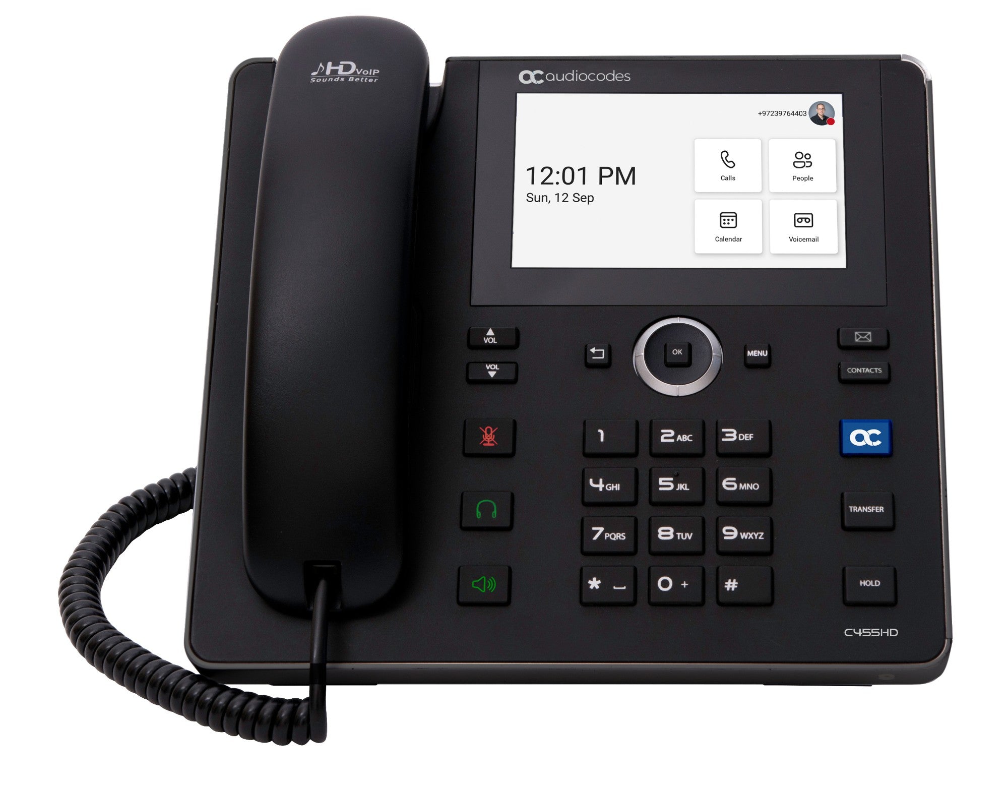 AudioCodes Teams C455HD IP-Phone PoE GbE black with integrated BT and Dual Band Wi-Fi  - Telecom & Navigation - AudioCodes