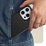OtterBox Strada Series Folio MagSafe for iPhone 15 Pro, Shadow (Black)