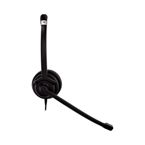 V7 Deluxe Mono Headset, boom mic, Adjustable Headband for PC, Mac, Laptop Computer, Chromebook, Black, 3.5mm connector