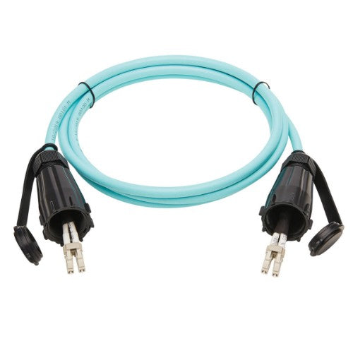 Tripp Lite N820-02M-IND 10Gb Rigid Industrial Duplex Multimode 50/125 OM3 Fiber Patch Cable (LC/LC) - IP68, Aqua, 2 m (6.6 ft.)