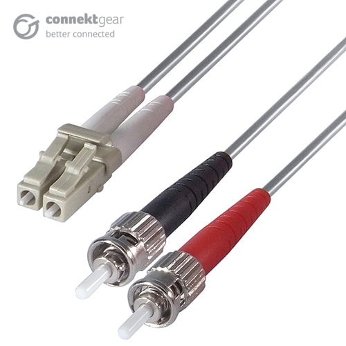 connektgear 20m Duplex Fibre Optic Multi-Mode Cable OM1 62.5/125 Micron LC to ST Grey 3-5 working days non cancellable non returnable