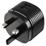 Hama Dual Charger, 2x USB, 2.4A with UK plug, black