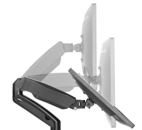 Manhattan Dual Desk Mount for TV & Monitors (Full Motion Spring), For screens 10" to 27", C-Clamp or Grommet Assembly,VESA compatibility: 75x75 and 100x100mm -check the dimensions of the four mounting holes on back of screen to ensure it fits,Max 9kg (eac