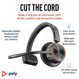 HP Poly Voyager 4310 UC Monaural Headset +BT700 USB-A Adapter +Charging Stand