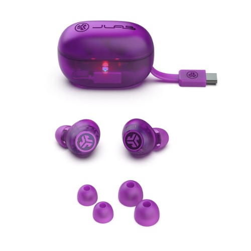 JLab Go Pop ANC Headset True Wireless Stereo (TWS) In-ear Calls/Music Bluetooth Purple, Transparent