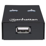 Manhattan USB-A Automatic Sharing Switch, 2x USB-B Ports, 480 Mbps (USB 2.0), Dual Control (Auto-Sensing or Manual), Bus Powered, Hi-Speed USB, inc 1x 1.5m USB-A to USB-B cable, Black, Three Year Warranty