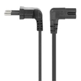 Manhattan Mains Power Cord/Cable (Right Angled), Euro 2-pin (CEE 7/16 Euro 8) plug to C7 Female (figure of eight), 2m, 2.3A, Black, Lead, Lifetime Warranty
