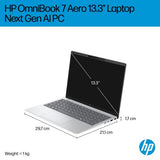 HP OmniBook 7 Aero 13-bg1003na Copilot+ PC AMD Ryzen™ AI 5 340 Laptop 33.8 cm (13.3") 2K 16 GB LPDDR5x-SDRAM 1 TB SSD Wi-Fi 6 (802.11ax) Windows 11 Home Silver