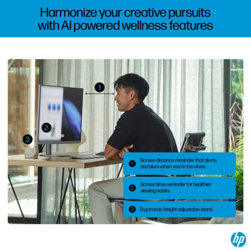HP OmniStudio X 32-c0002na Intel Core Ultra 7 155H 80 cm (31.5") 3840 x 2160 pixels All-in-One PC 16 GB DDR5-SDRAM 1 TB SSD Windows 11 Home Wi-Fi 7 (802.11be) AI PC Silver