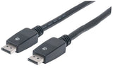 Manhattan DisplayPort 1.1 Cable, 4K@60Hz, 10m, Male to Male, With Latches, Fully Shielded, Black, Lifetime Warranty