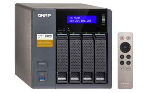 QNAP TS-453A NAS Tower Intel® Celeron® N3150 4 GB DDR3L 12 TB HDD QNAP Turbo System Aluminium, Black