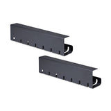StarTech.com 2-Pack Under Desk Cable Management Tray, 42" Long (21" Per Tray), Metal Slotted Style Cable Organizer, Screw-On Install, Power Bar Holder, Black, TAA