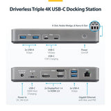 StarTech.com 199UE-USBC-DOCK laptop dock/port replicator Wired USB 3.2 Gen 2 (3.1 Gen 2) Type-C Grey