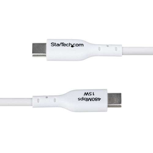 StarTech.com 6.6ft (2m) USB-A to USB-C Charging Cable, Charge & Sync, 3A, USB 2.0, TPE Jacket - White USB Charging Cord