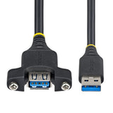 StarTech.com 2m Panel Mount USB Cable A to A, M/F, USB-A Male to Female Extension Cable, USB 5Gbps Panel Mount Adapter Cable