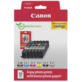 Canon 6117C004/PGI-530/CLI531 Ink cartridge multi pack 1xPGI + 5x CLI Bk,C,M,Y,GY + Photopaper PP-201 18,5ml + 5x 8,2ml Pack=6 for Canon Pixma TS 8750