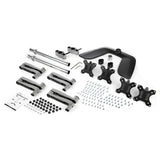 StarTech.com Desktop Quad Monitor Stand - Ergonomic VESA 4 Monitor Arm (2x2) up to 32" - Free Standing Articulating Universal Pole Mount - Height Adjustable/Tilt/Swivel/Rotate - Silver