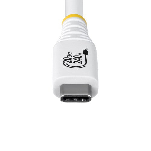 StarTech.com 2m (6ft) USB4 Cable, 20Gbps, USB-IF Certified USB-C Cable, 240W PD EPR, 4K 120Hz DP 1.4, TPE Jacket, White USB-C Cord