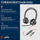 HP Poly Blackwire 8225 Stereo USB-C Headset +USB-C/A Adapter