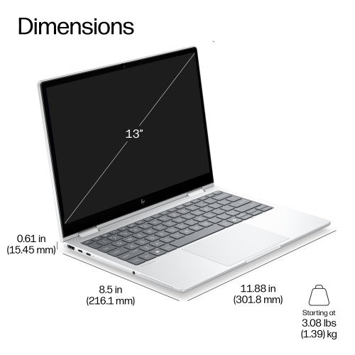 HP EliteBook 8 Flip G2i Next Gen AI Copilot+ PC Intel Core Ultra 5 325 Laptop 33.8 cm (13.3") Touchscreen WUXGA 32 GB LPDDR5x-SDRAM 512 GB SSD Wi-Fi 7 (802.11be) Windows 11 Pro Silver